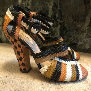 Prada Mary Jane Sandals in knitted leather
